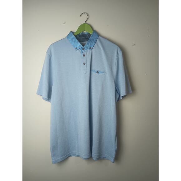 Ted Baker Other - Ted Baker London Blue Polo Shirt Collar Preppy Career‎ Short Sleeve Men's Size 7